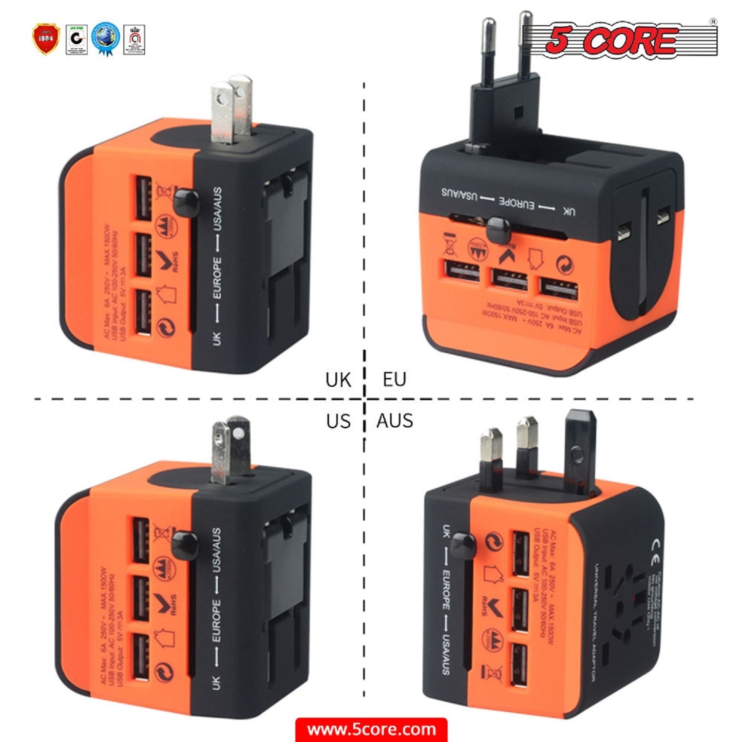 Multi Plug Outlet Extender Power Travel Adapter Wall Plug 3/4 USB Cube